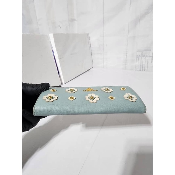 Authentic Prada Saffiano Fiori Wallet Blue - Picture 12 of 15